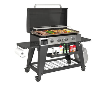 BEEFMASTER 4 BURNER PLATE BBQ C/W HOOD G4BEEFG